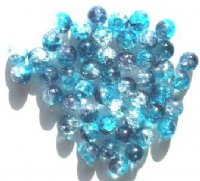 50 8mm Crystal/Aqua/Montana Crackle Beads